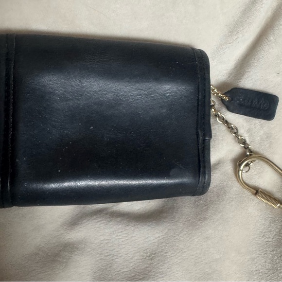 Vintage Coach Black Leather Multi Function Wallet with Chain Keyring 7219 - Picture 2 of 4